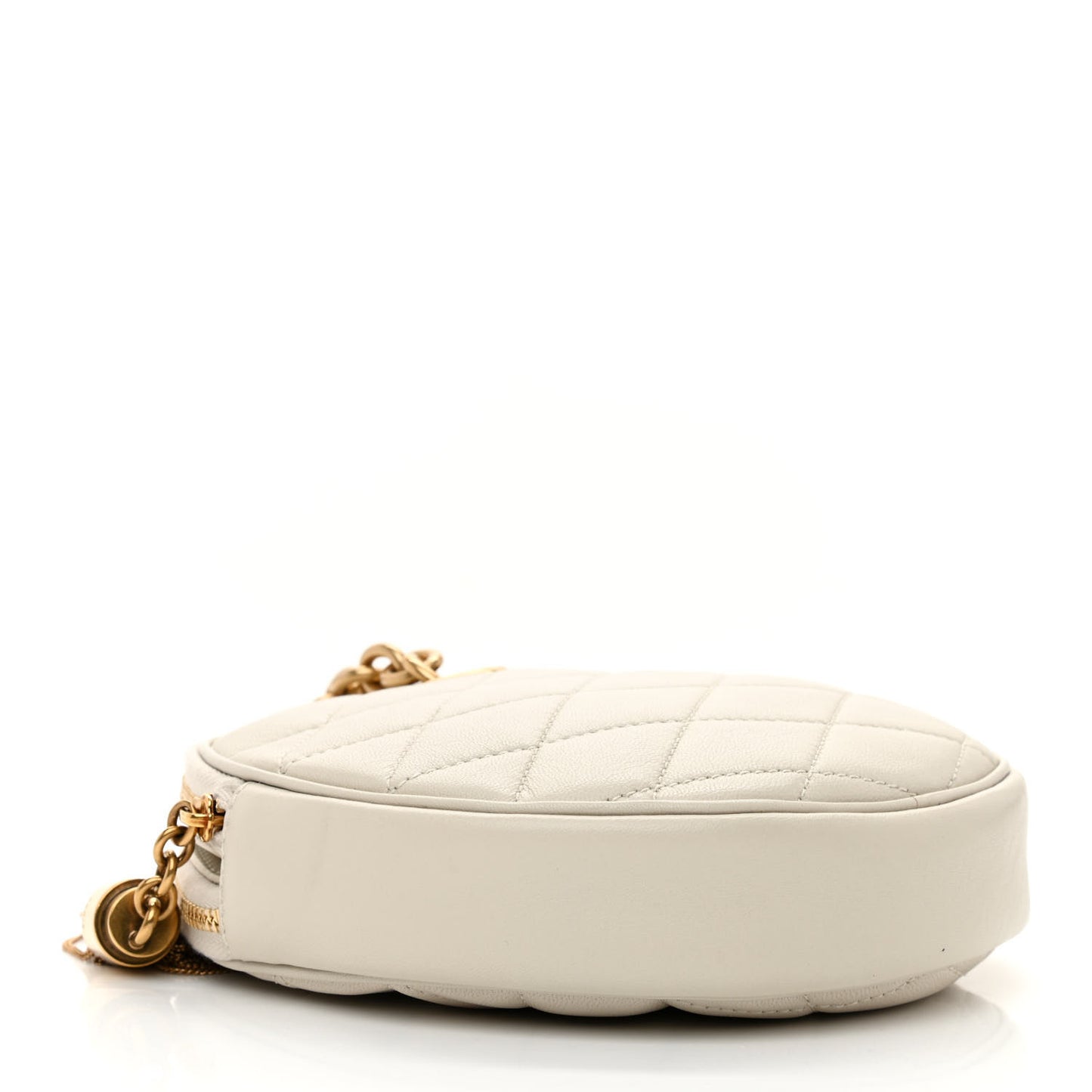 Lambskin Quilted Round Le Maillon Round Tassel Chain Crossbody Bag Crema Soft