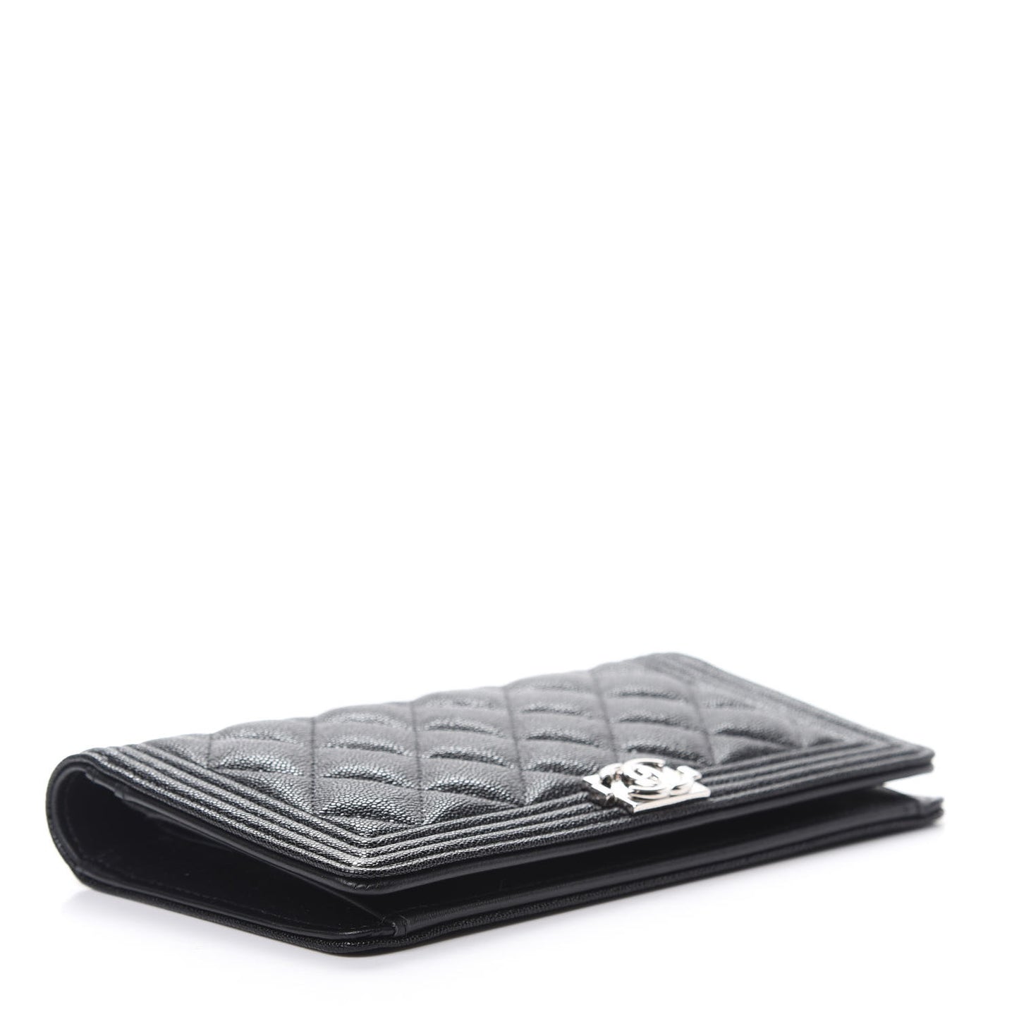 Caviar Quilted Boy Yen Wallet Black