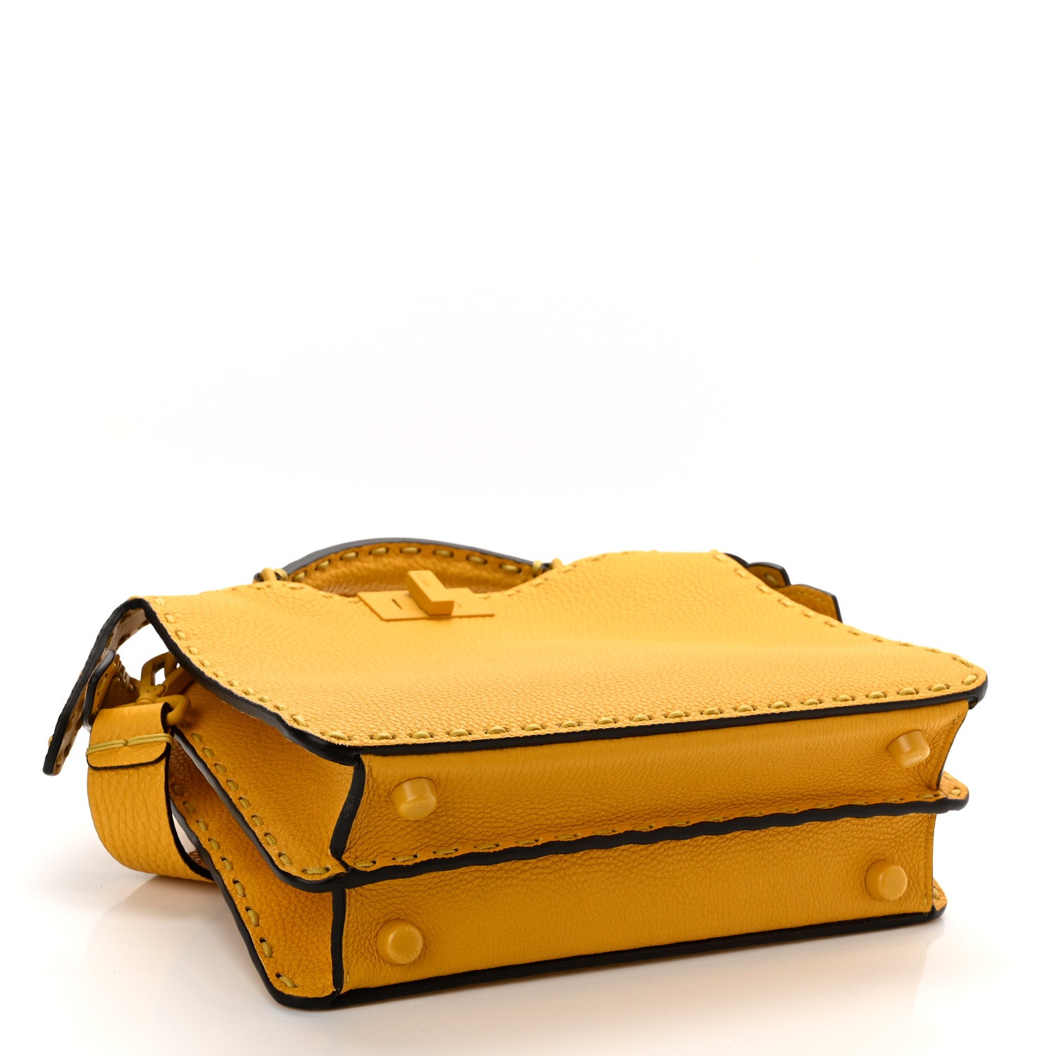 Fendi Cuoio Romano Vitello Cover Sellerissima Monochrome Mini Peekaboo I SEE U Satchel Sunflower 3 of 10