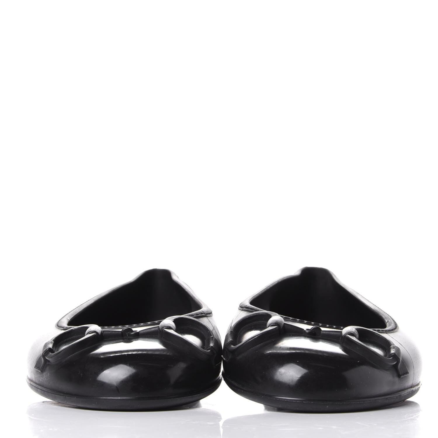 Gucci Rubber Horsebit Ballerina Flats 37 Black 2 of 8