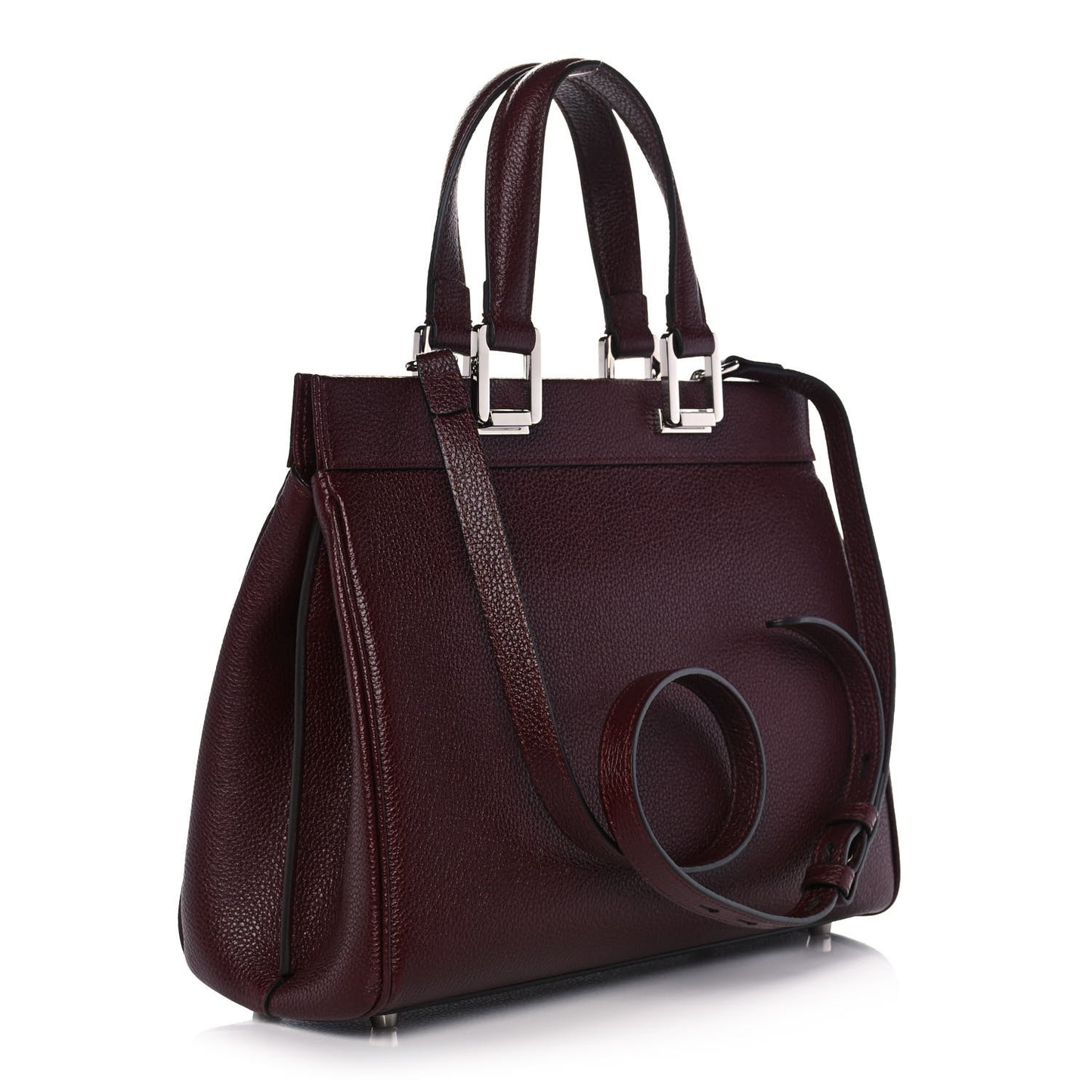 Grainy Calfskin Small Zumi Top Handle Bag Vintage Bordeaux