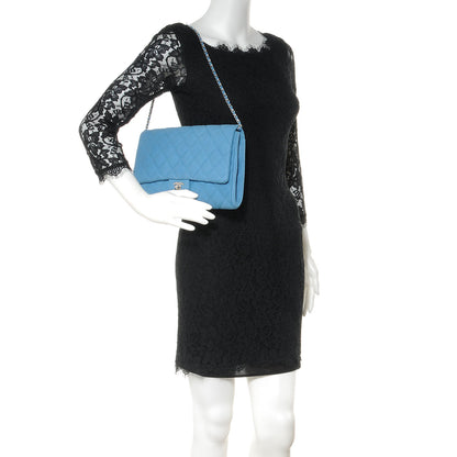 Chanel Iridescent Caviar Large Flap Clutch Bag Blue 2 of 9