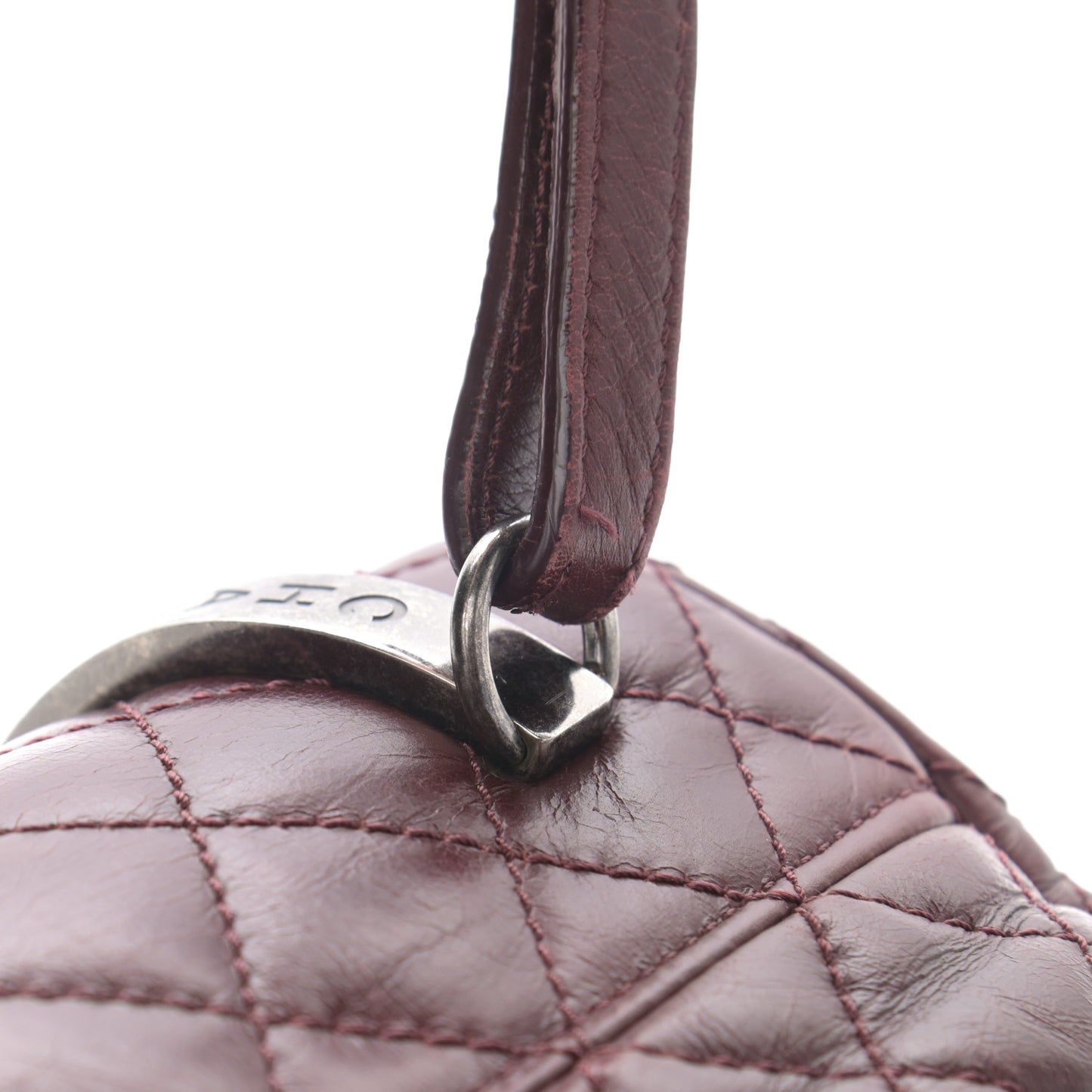 Glazed Calfskin Quilted Small Salzburg Backpack Burgundy