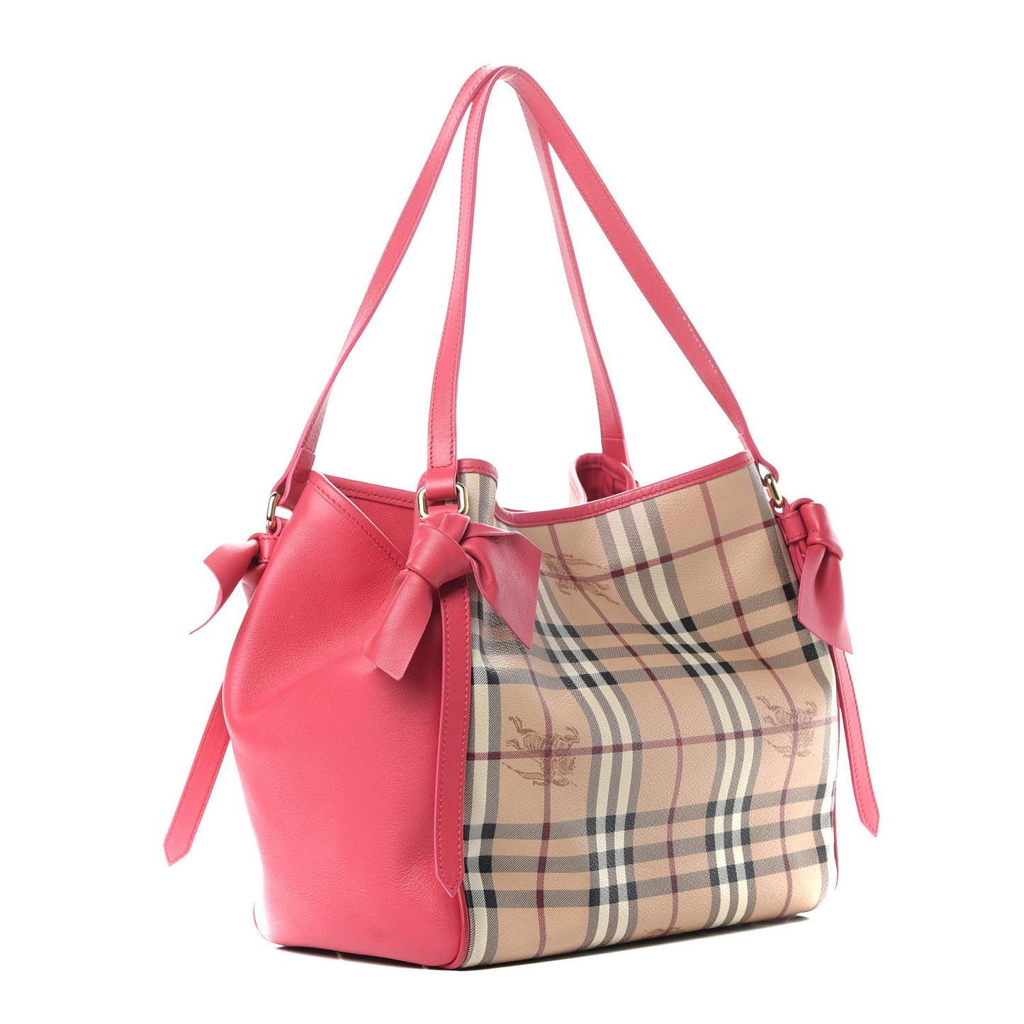 Haymarket Check Bow Small Canterbury Tote Bright Crimson Pink