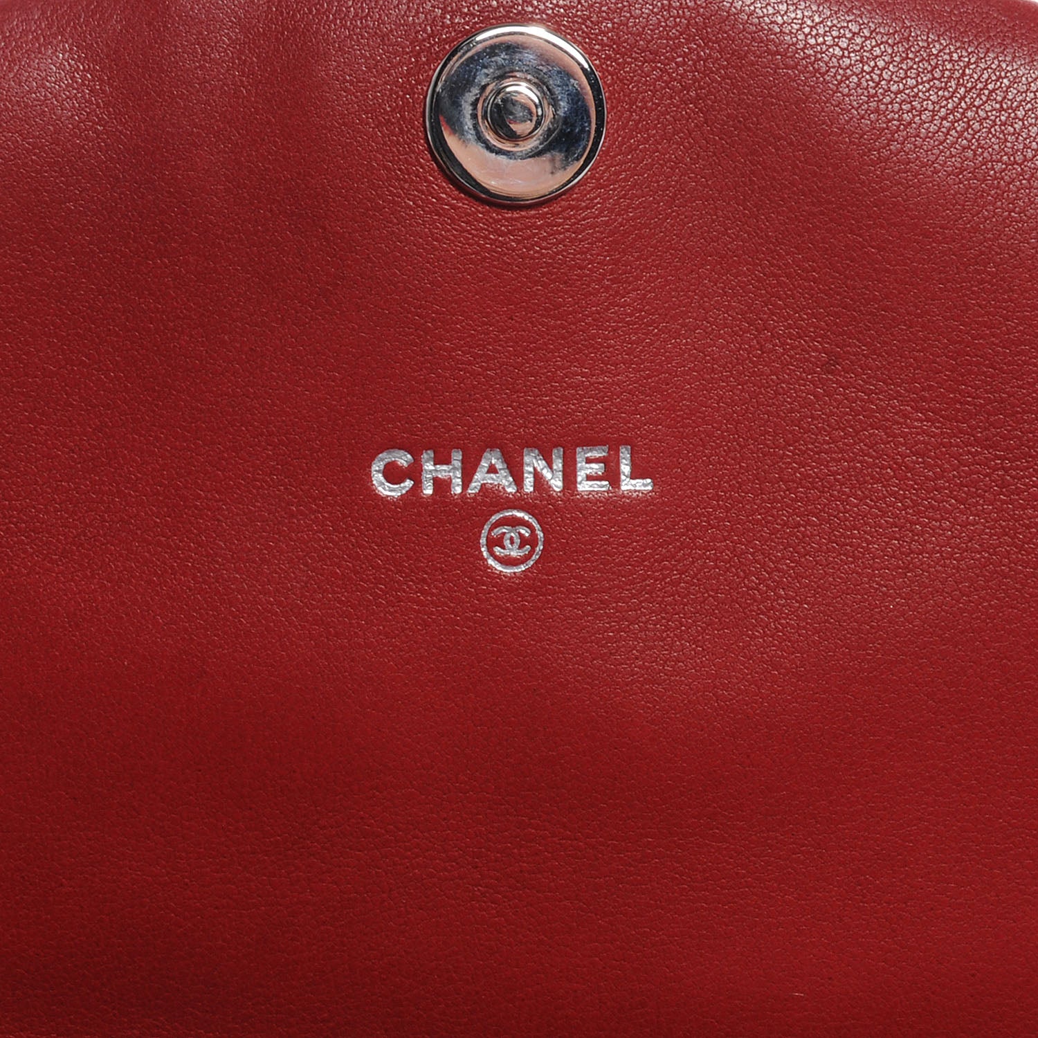 Chanel Lambskin Half Moon Wallet On Chain Bag WOC Red 6 of 8