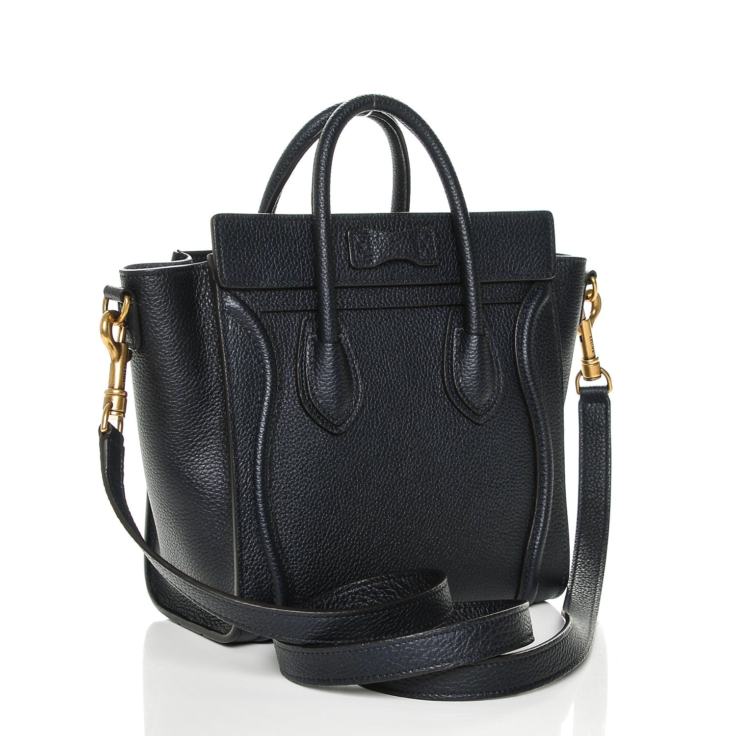 Celine Drummed Calfskin Nano Luggage Midnight 3 of 6