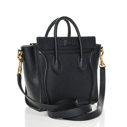 Celine Drummed Calfskin Nano Luggage Midnight 3 of 6