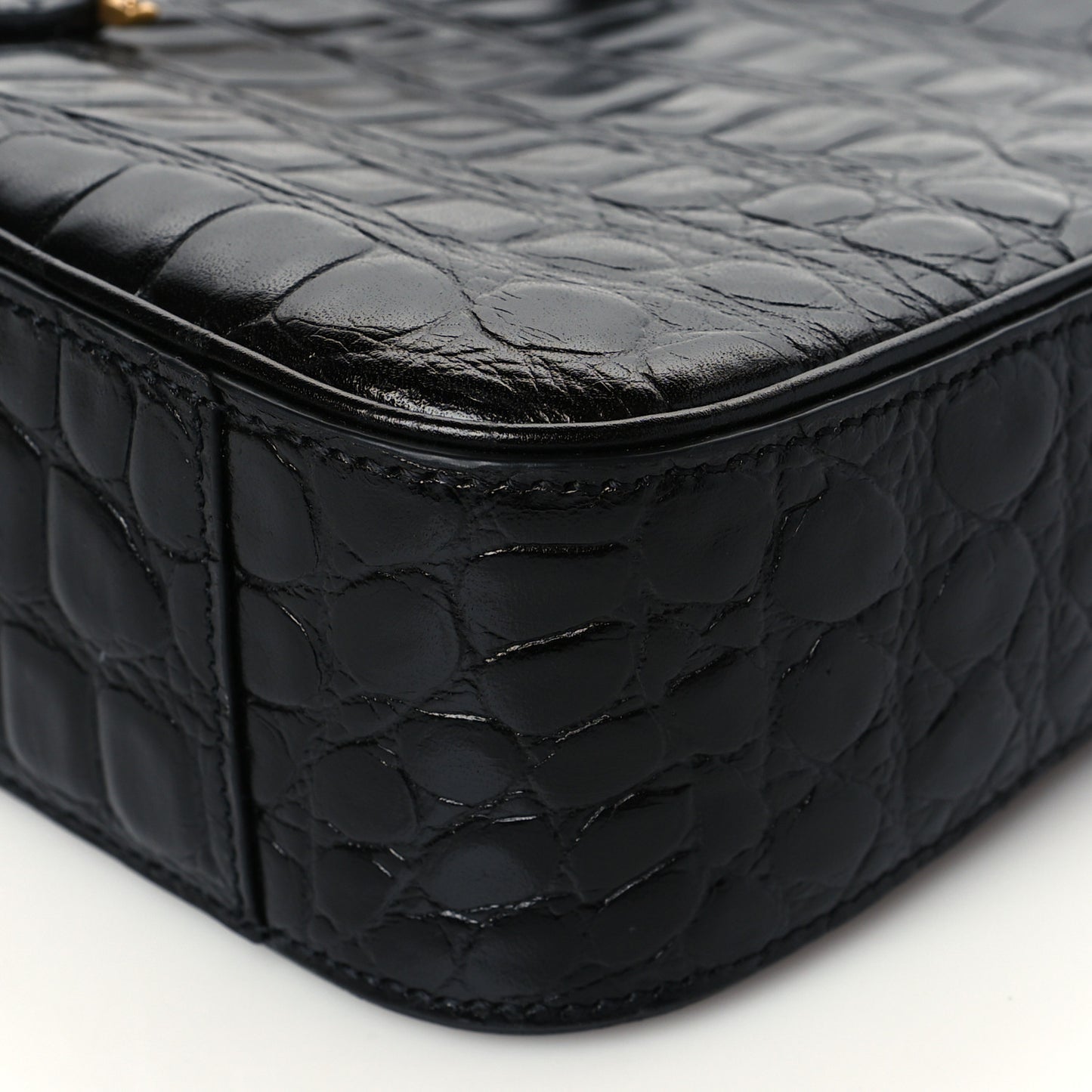Calfskin Crocodile Embossed Le 5 A 7 Hobo Black