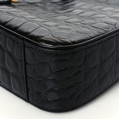 Saint Laurent Calfskin Crocodile Embossed Le 5 A 7 Hobo Black 10 of 10
