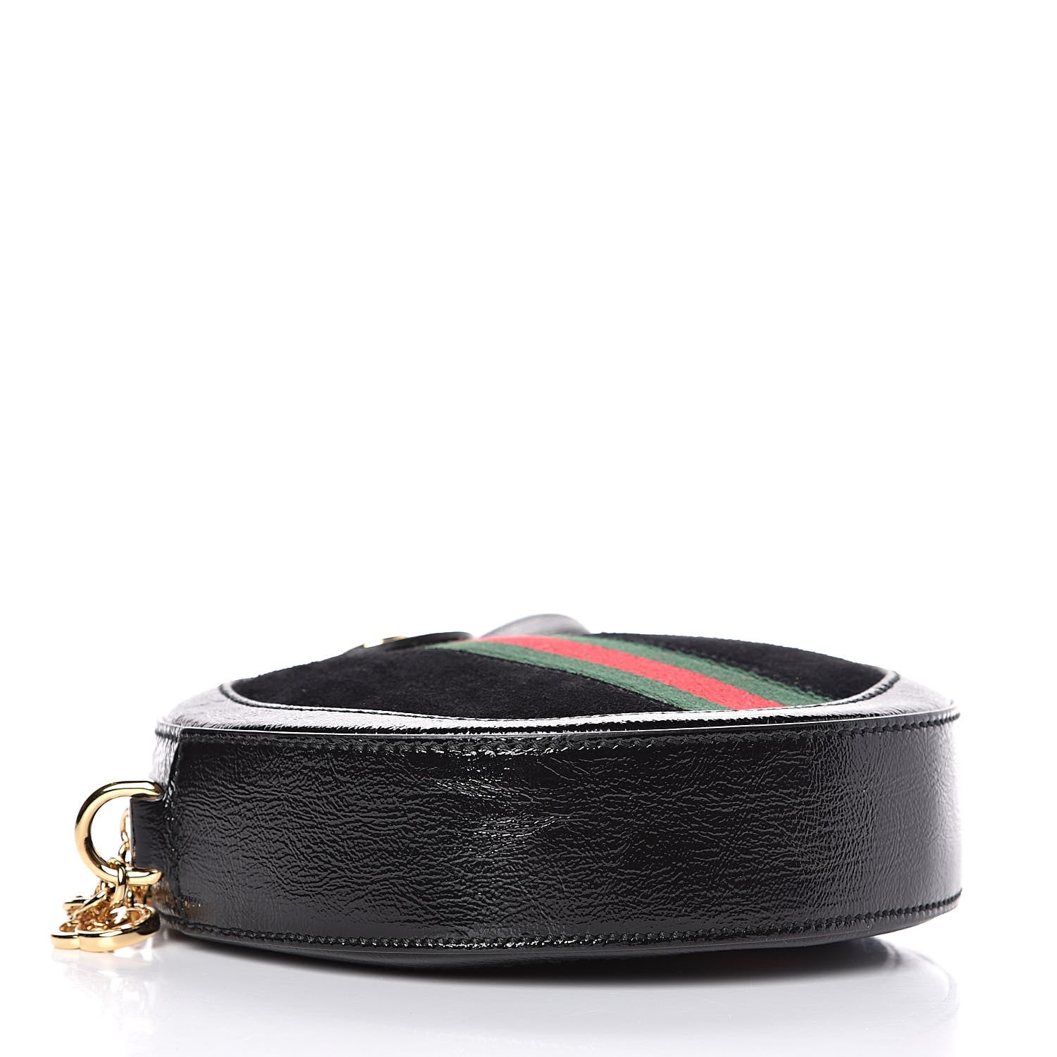 Gucci Suede Patent Web Mini Ophidia Round Shoulder Bag Black 4 of 10