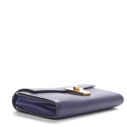 Chloe Grained Lambskin Drew Long Wallet with Flap Storm Blue 3 of 8