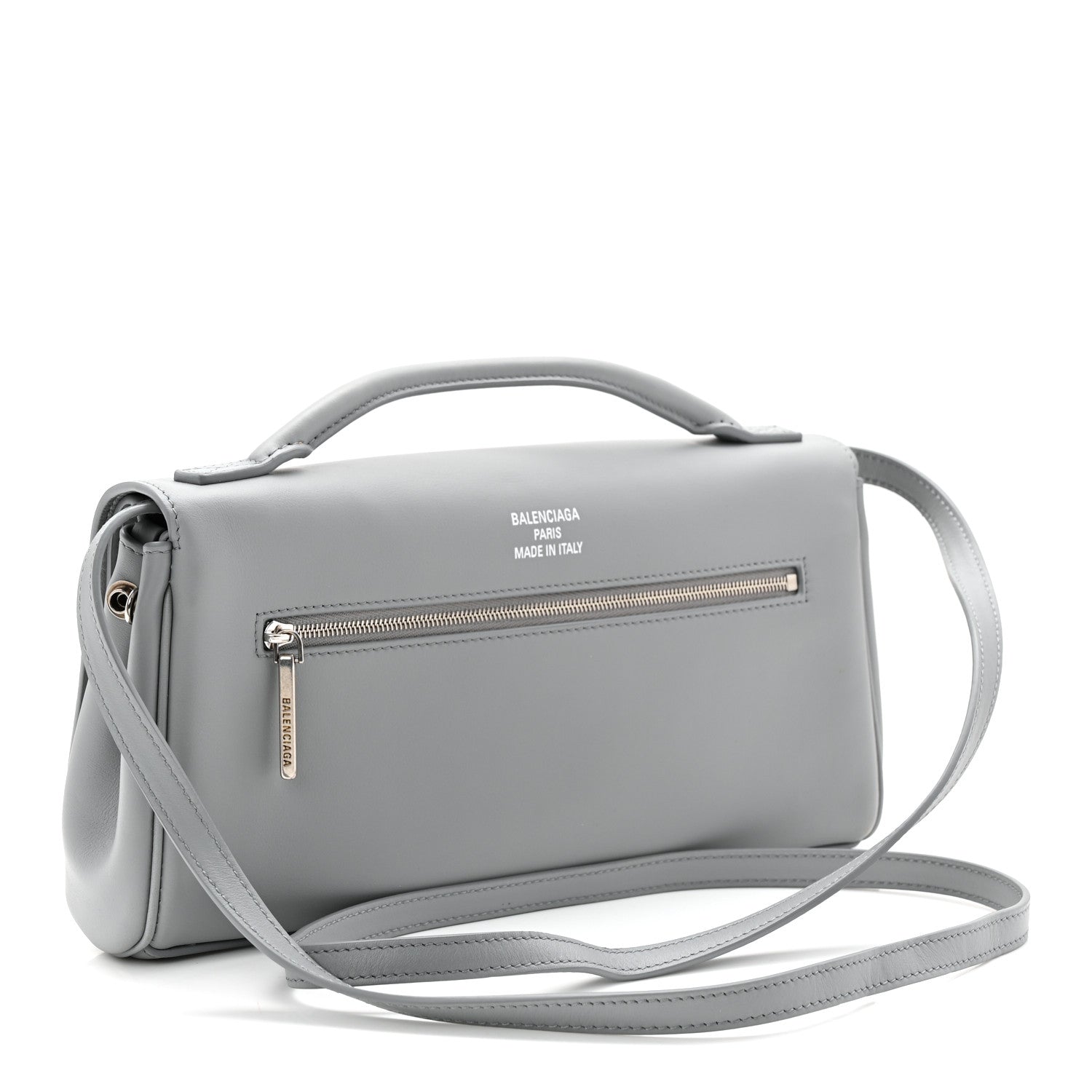 Balenciaga Smooth Calfskin Small Bel Air Clutch On Strap Cloud