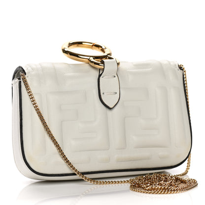 Fendi Nappa Matisse FF Embossed Nano Baguette Charm White 3 of 10