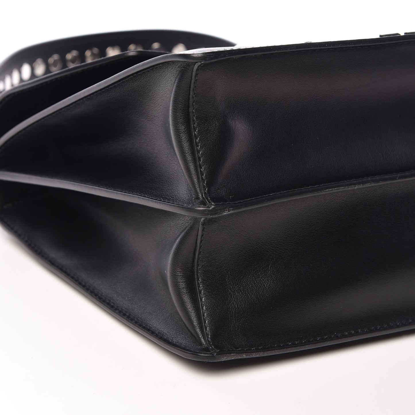 Saffiano City Calfskin Studded Elektra Shoulder Bag Black Fuoco