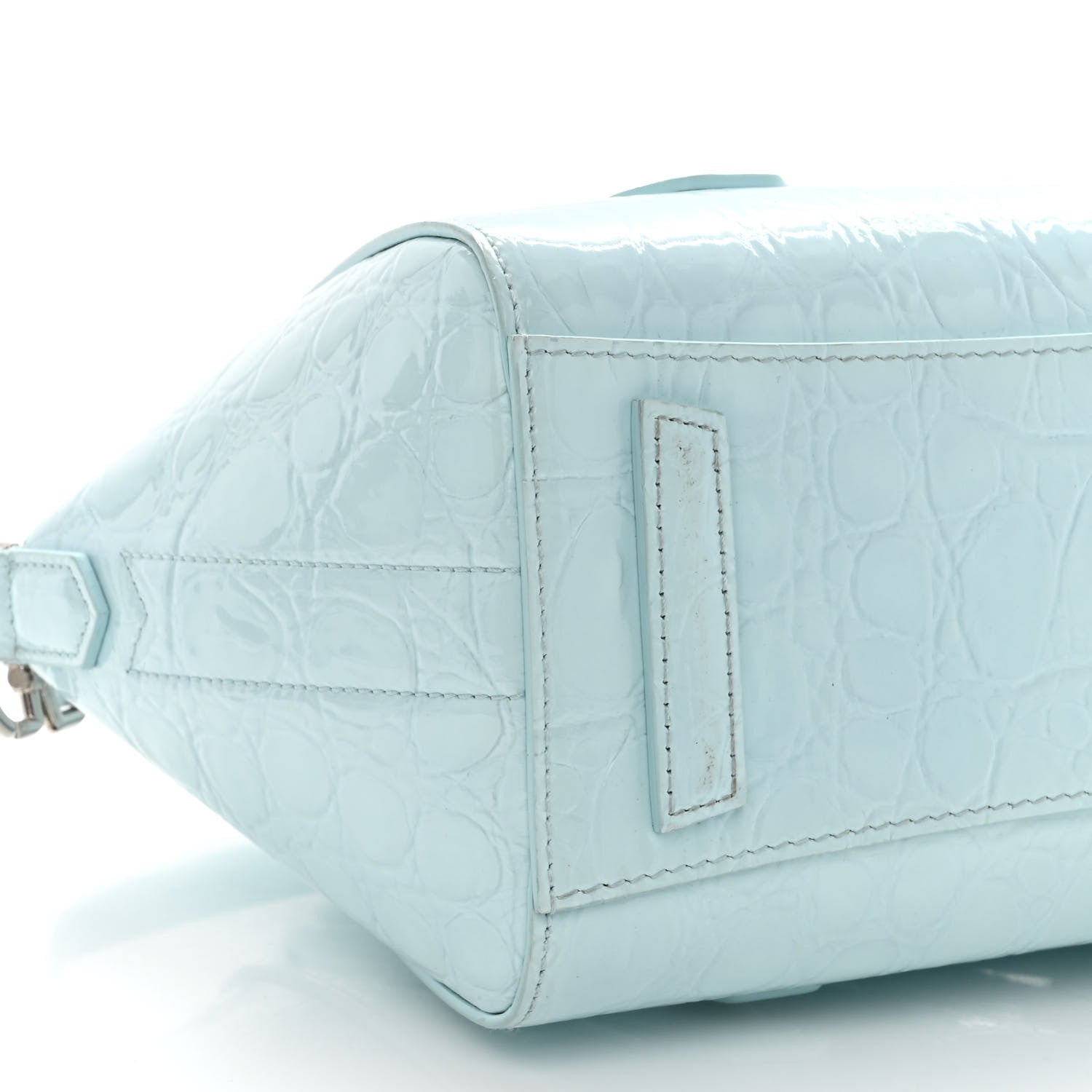 Givenchy Calfskin Crocodile Embossed Mini Antigona Lock Sky Blue 8 of 11