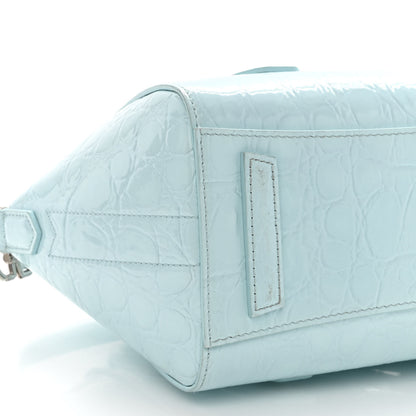 Givenchy Calfskin Crocodile Embossed Mini Antigona Lock Sky Blue 8 of 11