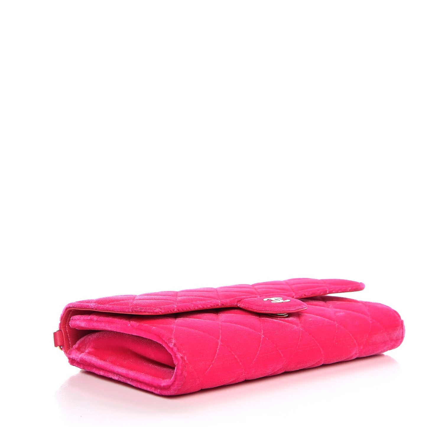 Velvet Quilted Clutch With Chain Pink