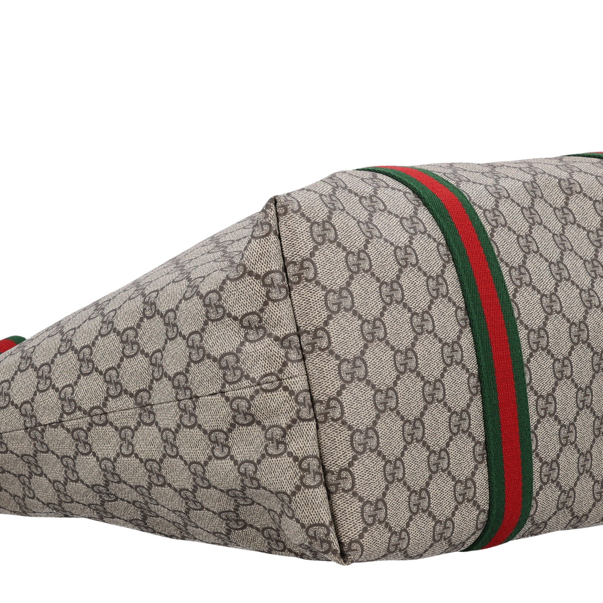 Gucci Tender GG Supreme Monogram Textured Dollar Calfskin Web Tote Beige Ebony New Acero 9 of 10
