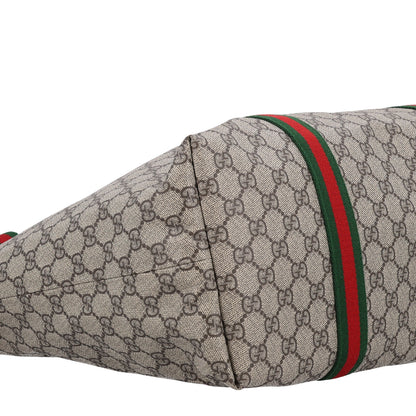 Gucci Tender GG Supreme Monogram Textured Dollar Calfskin Web Tote Beige Ebony New Acero 9 of 10