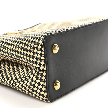 Louis Vuitton Raffia Calfskin Capucines MM Black Ecru 8 of 9