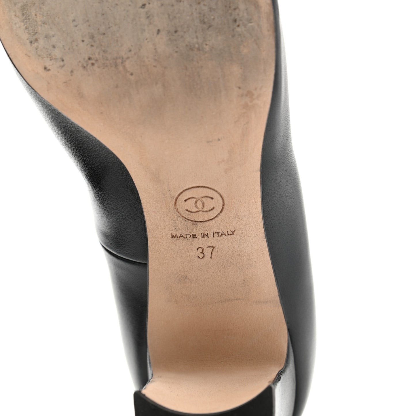 Lambskin Peep Toe CC Pumps 37 Black