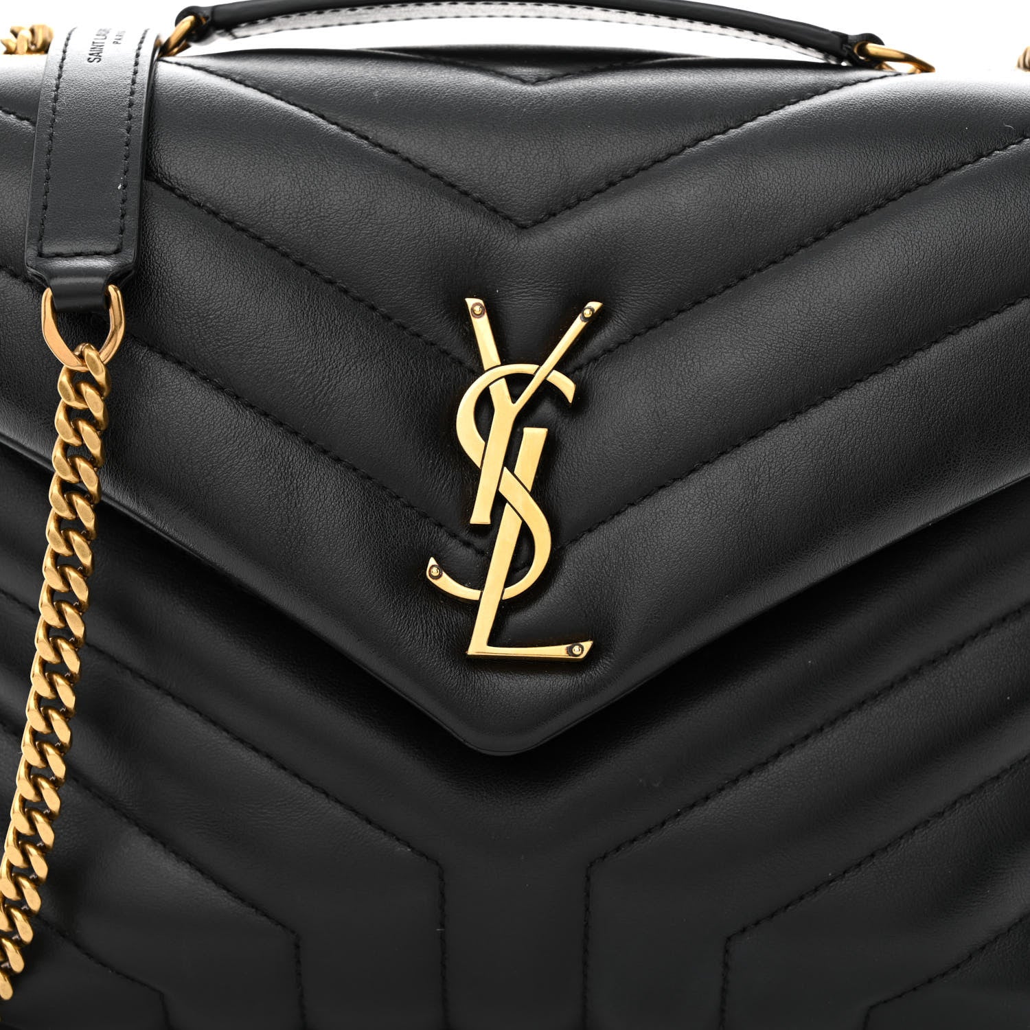 Saint Laurent Calfskin Y Quilted Monogram Small Loulou Chain Satchel Black 8 of 12