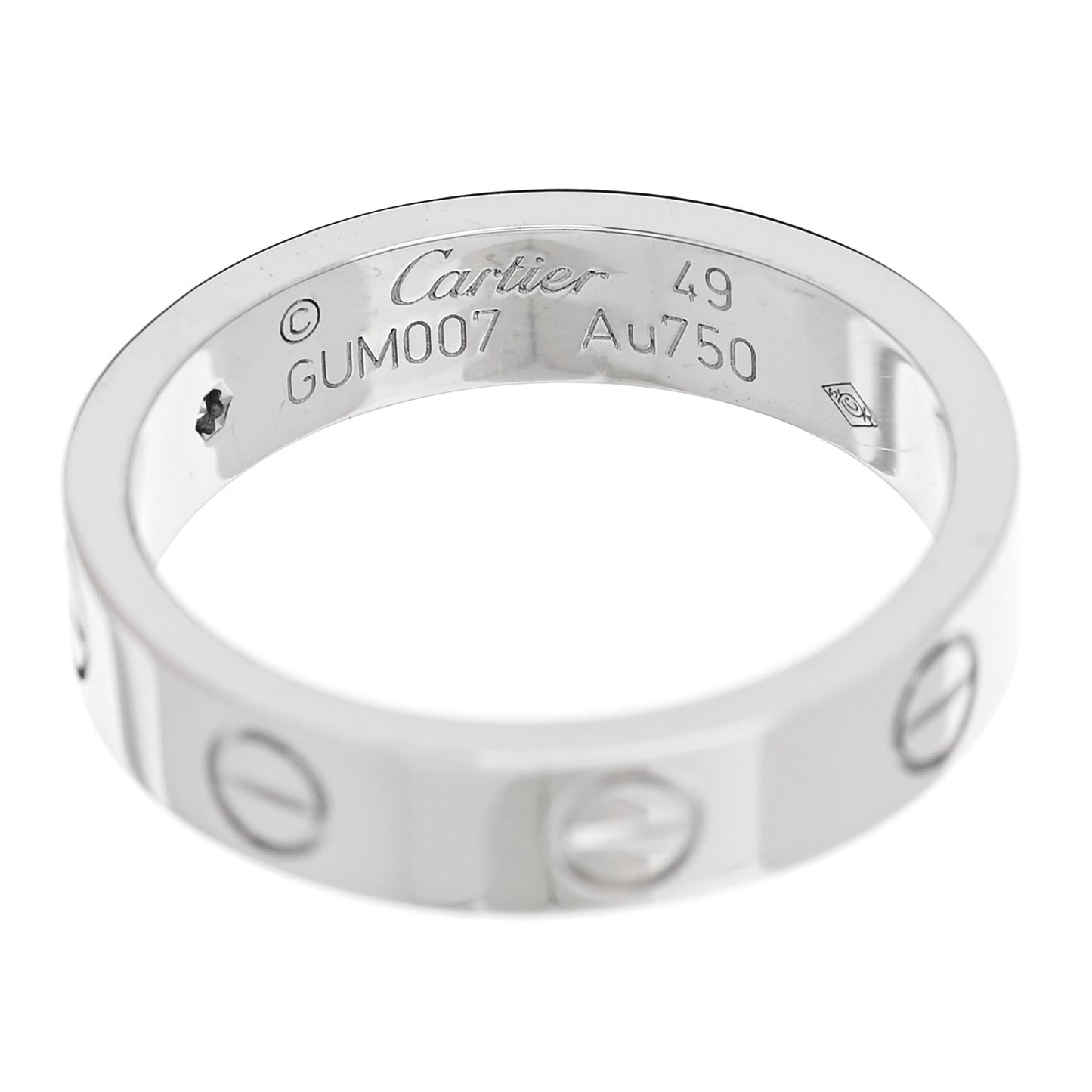 18K White Gold Diamond 4mm LOVE Wedding Band Ring 49 4.75
