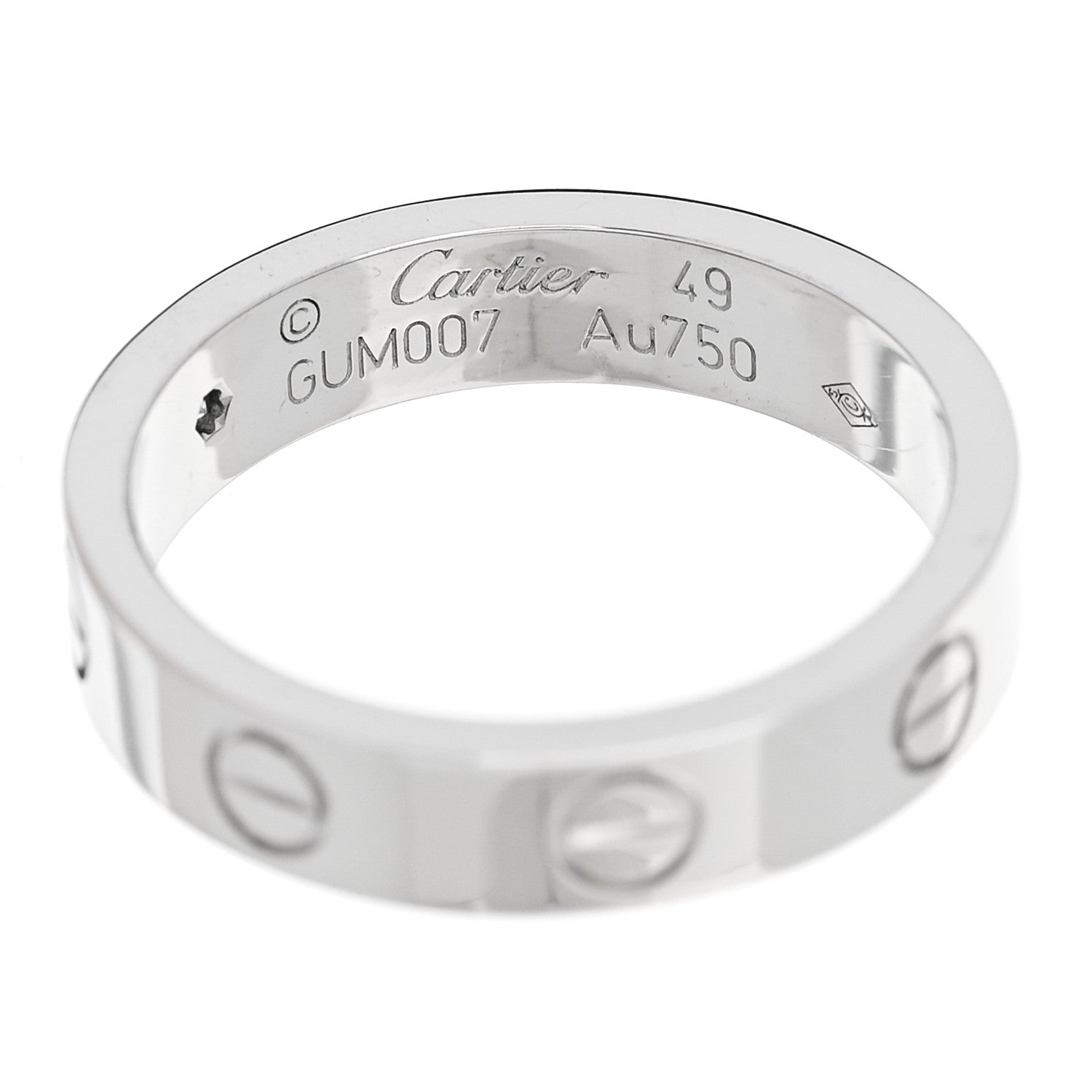 Cartier 18K White Gold Diamond 4mm LOVE Wedding Band Ring 49 4.75 4 of 4