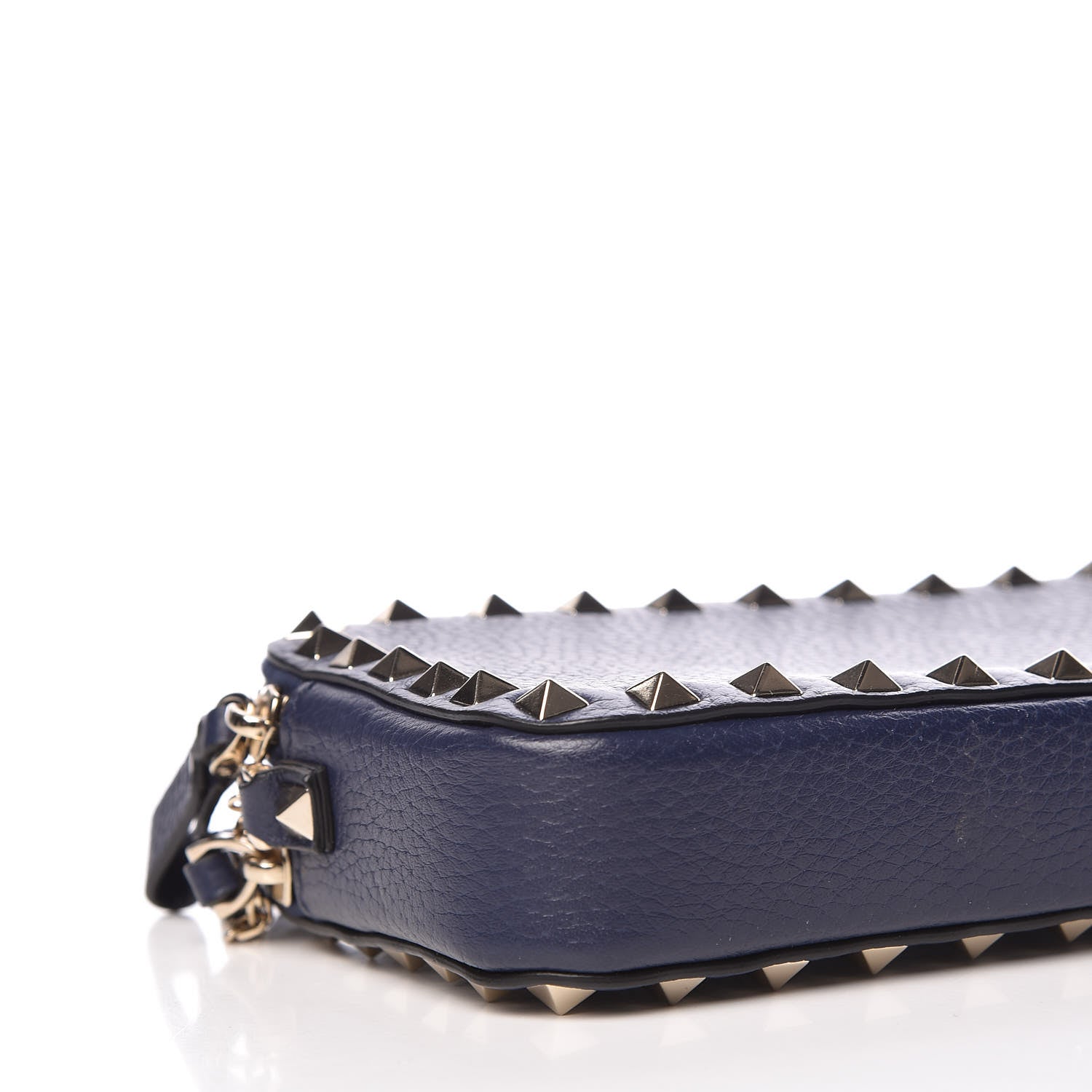 Valentino Garavani Pebbled Calfskin Rockstud Chain Pouch Shoulder Bag Peacock 9 of 10