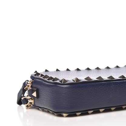 Valentino Garavani Pebbled Calfskin Rockstud Chain Pouch Shoulder Bag Peacock 9 of 10