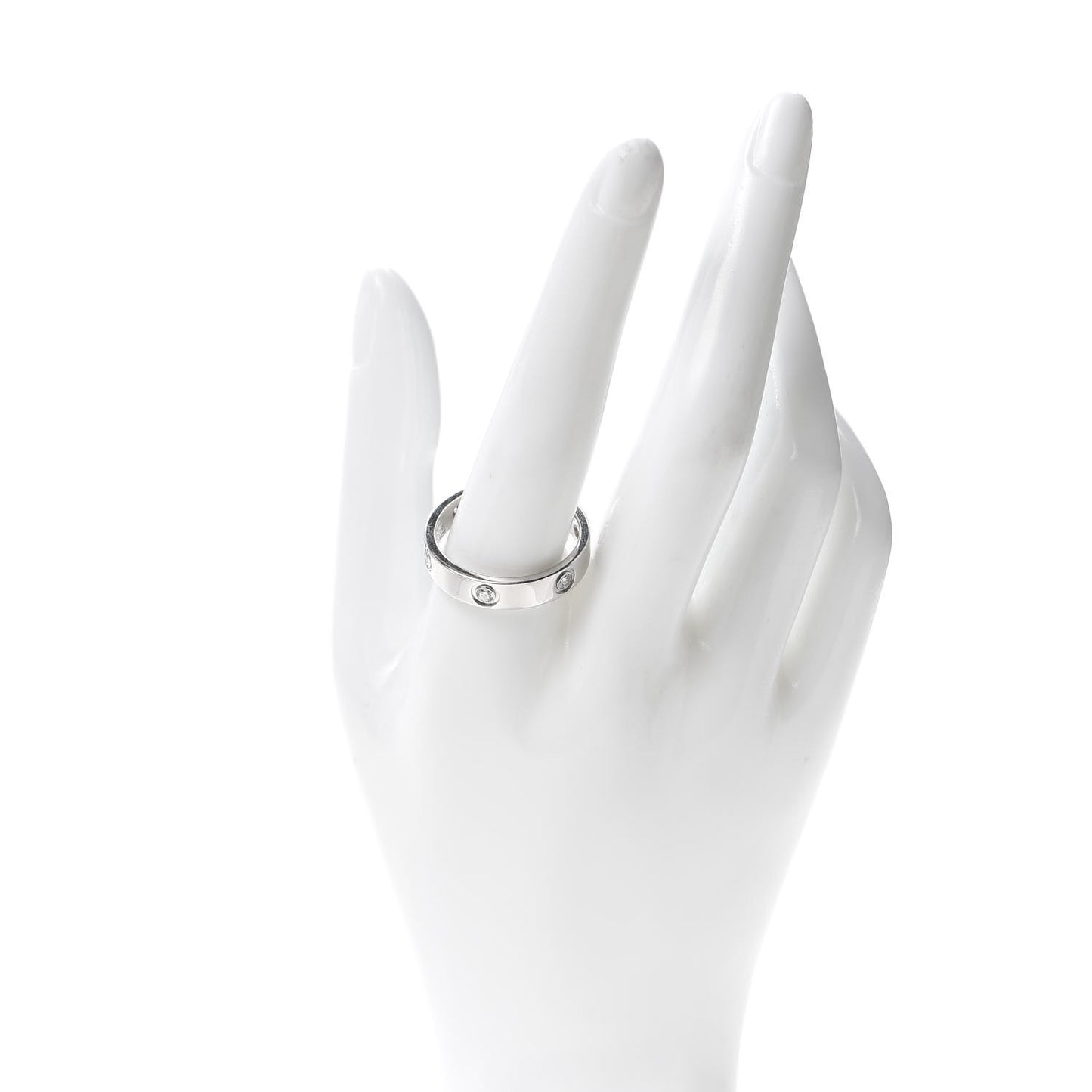18K White Gold 6 Diamond 5.5mm LOVE Ring 66 11.5