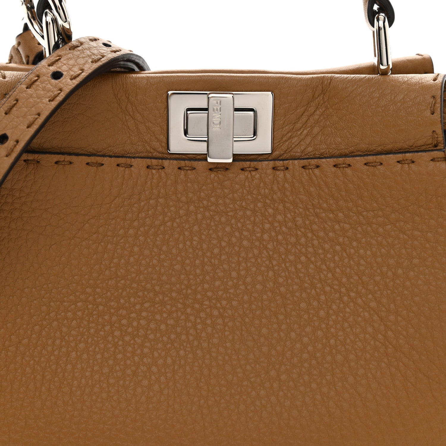 Fendi Cuoio Romano Selleria Bi-Color Mini Peekaboo Iconic Satchel Mou Milk 6 of 6
