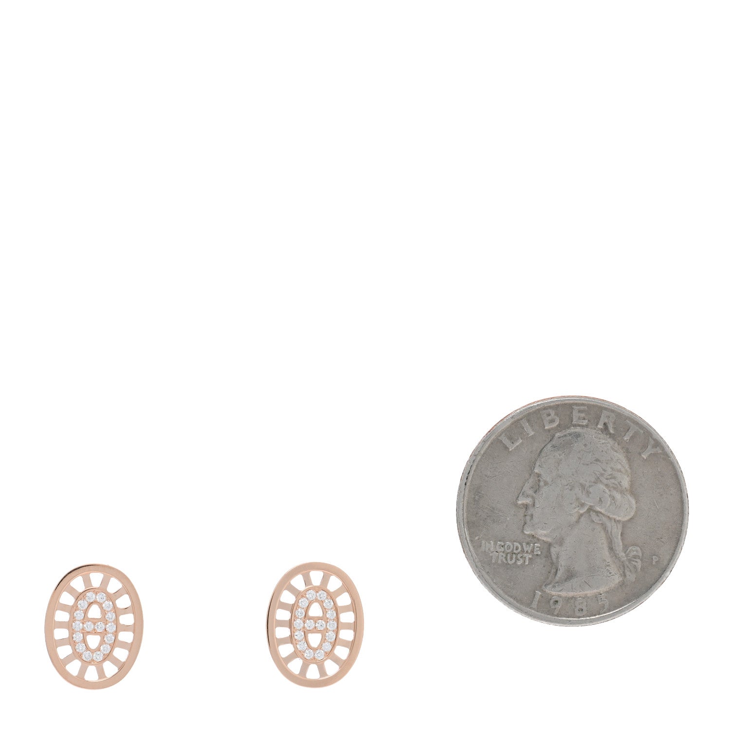 Hermes 18K Rose Gold Diamond Chaine d'Ancre Divine Stud Earrings 2 of 5