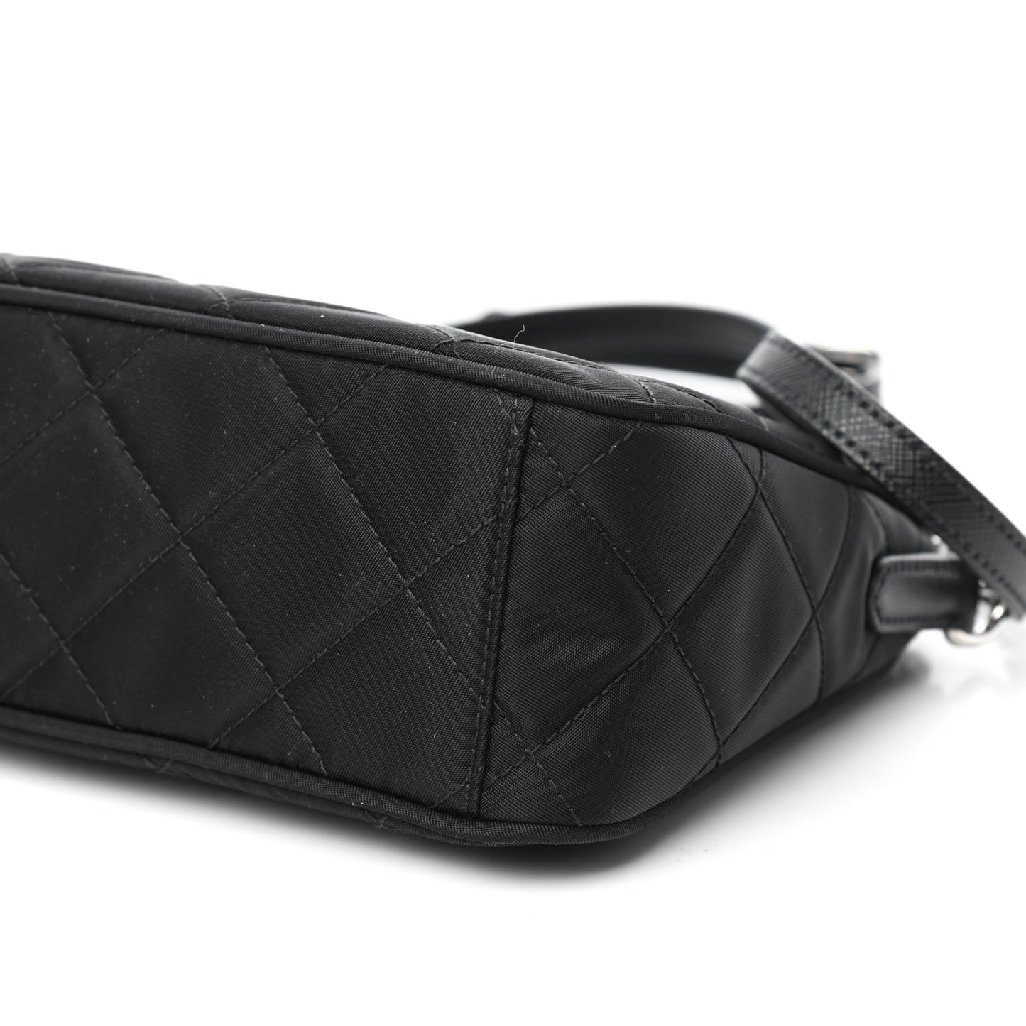 Nylon Tessuto Impuntu Quilted Crossbody Bag Black