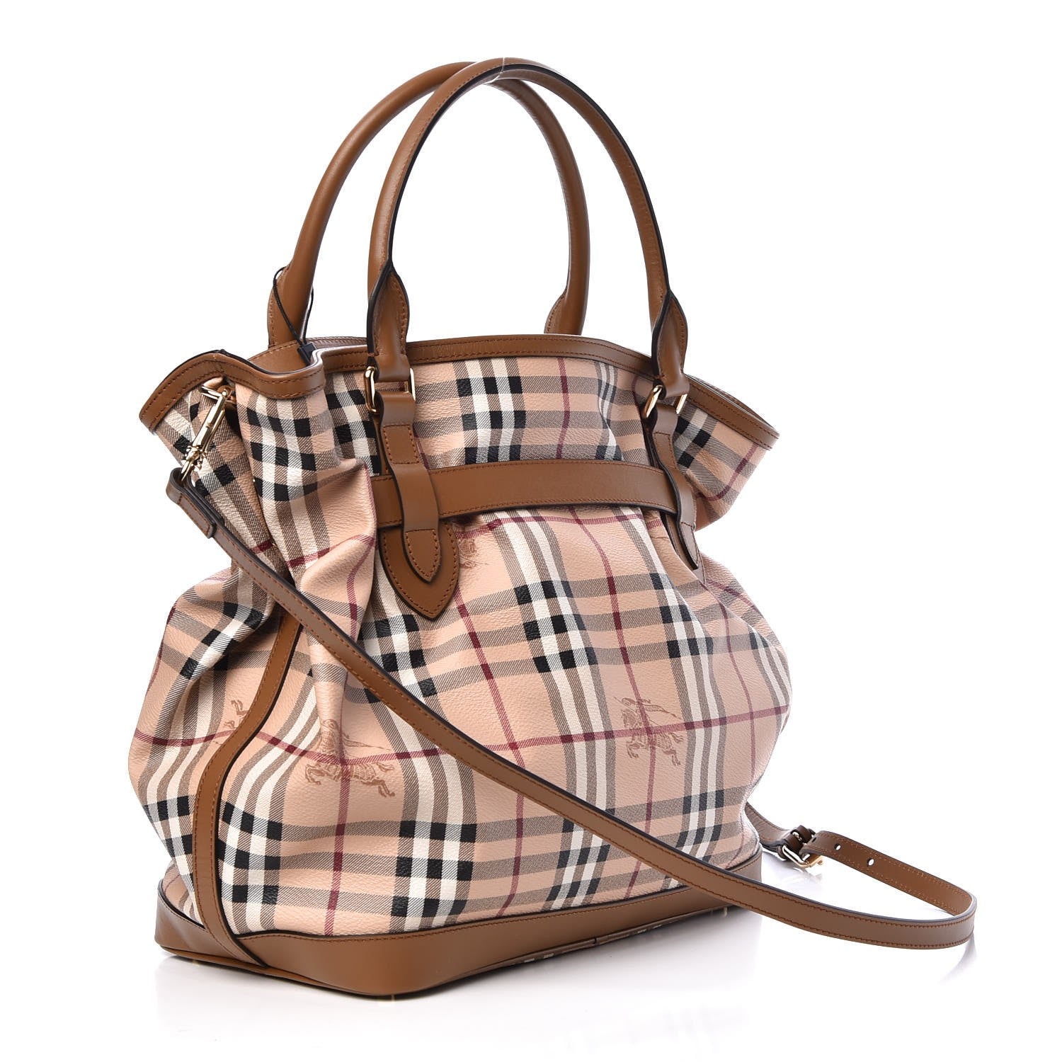 Burberry Haymarket Check Medium Golderton Tote Mid Camel 4 of 9