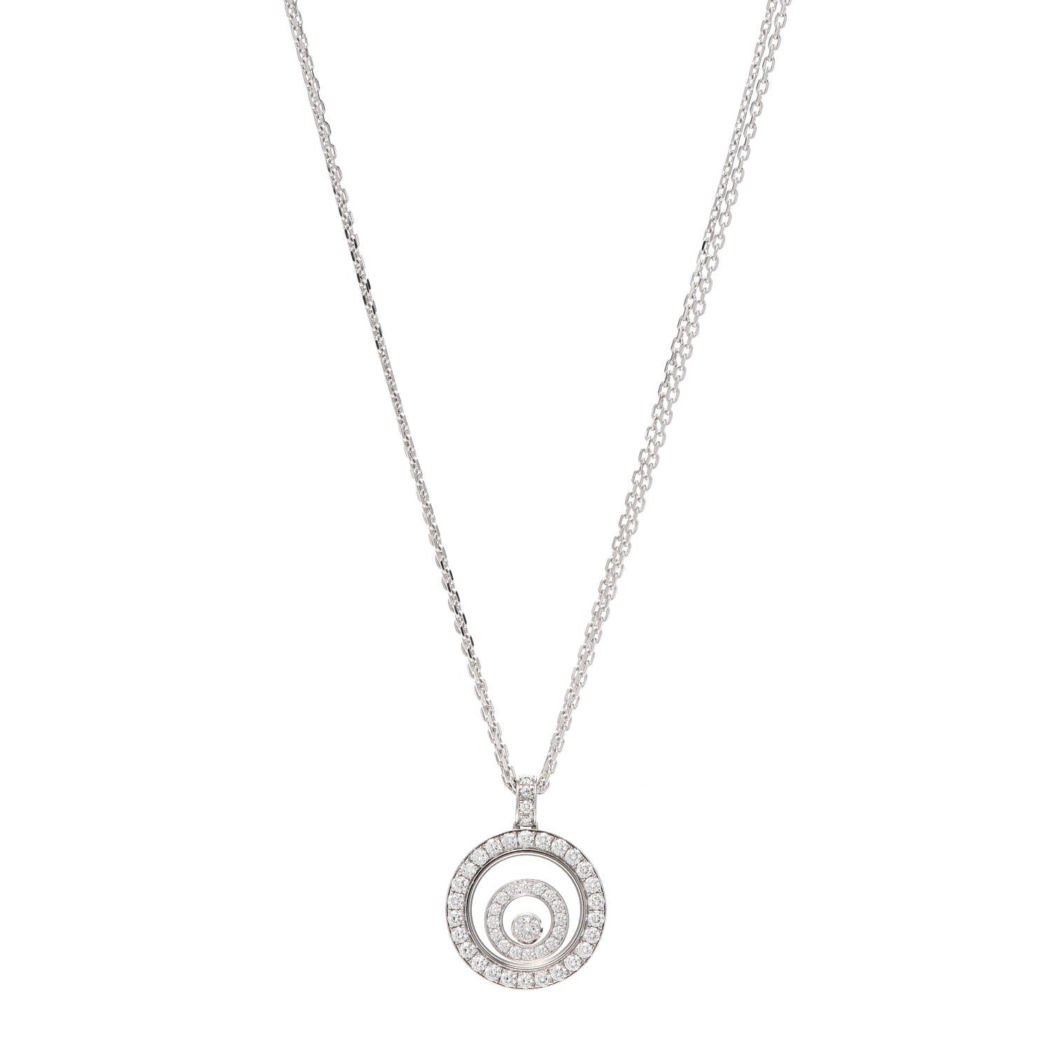 Chopard 18K White Gold Diamond Happy Spirit Pendant Necklace 1 of 7