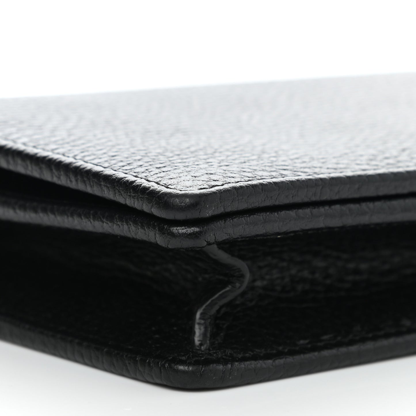 Dollar Calfskin Enamel Monochrome Mini GG Marmont Chain Wallet Black