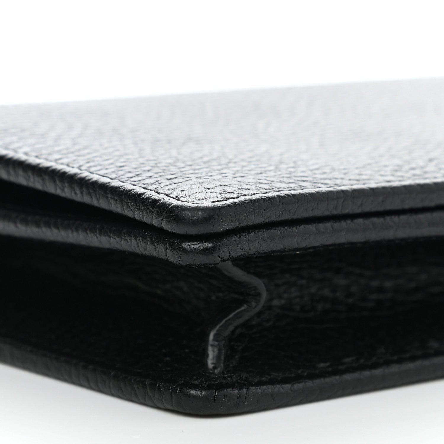 Gucci Dollar Calfskin Enamel Monochrome Mini GG Marmont Chain Wallet Black 9 of 12