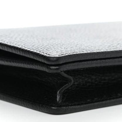 Gucci Dollar Calfskin Enamel Monochrome Mini GG Marmont Chain Wallet Black 9 of 12