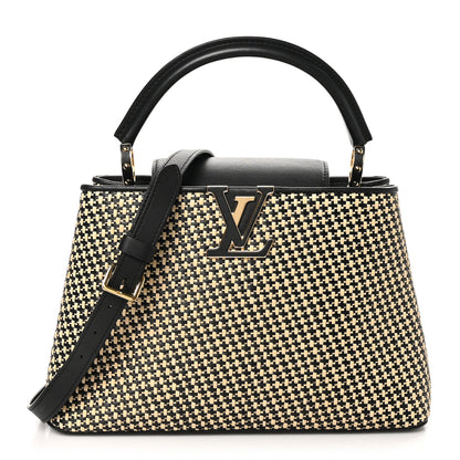 Louis Vuitton Raffia Calfskin Capucines MM Black Ecru 1 of 11