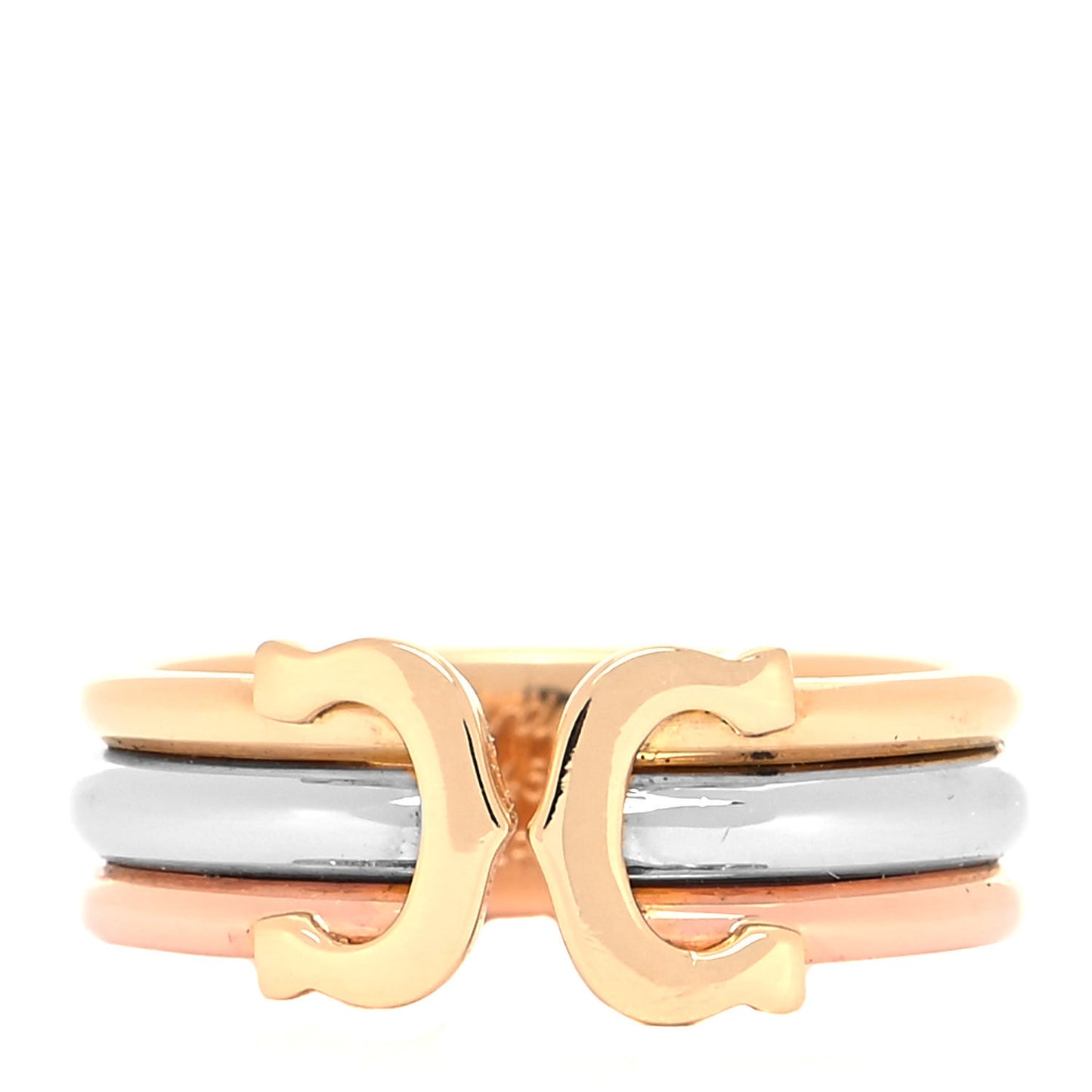 18K Pink Yellow White Gold C De Cartier Ring 50 5.25