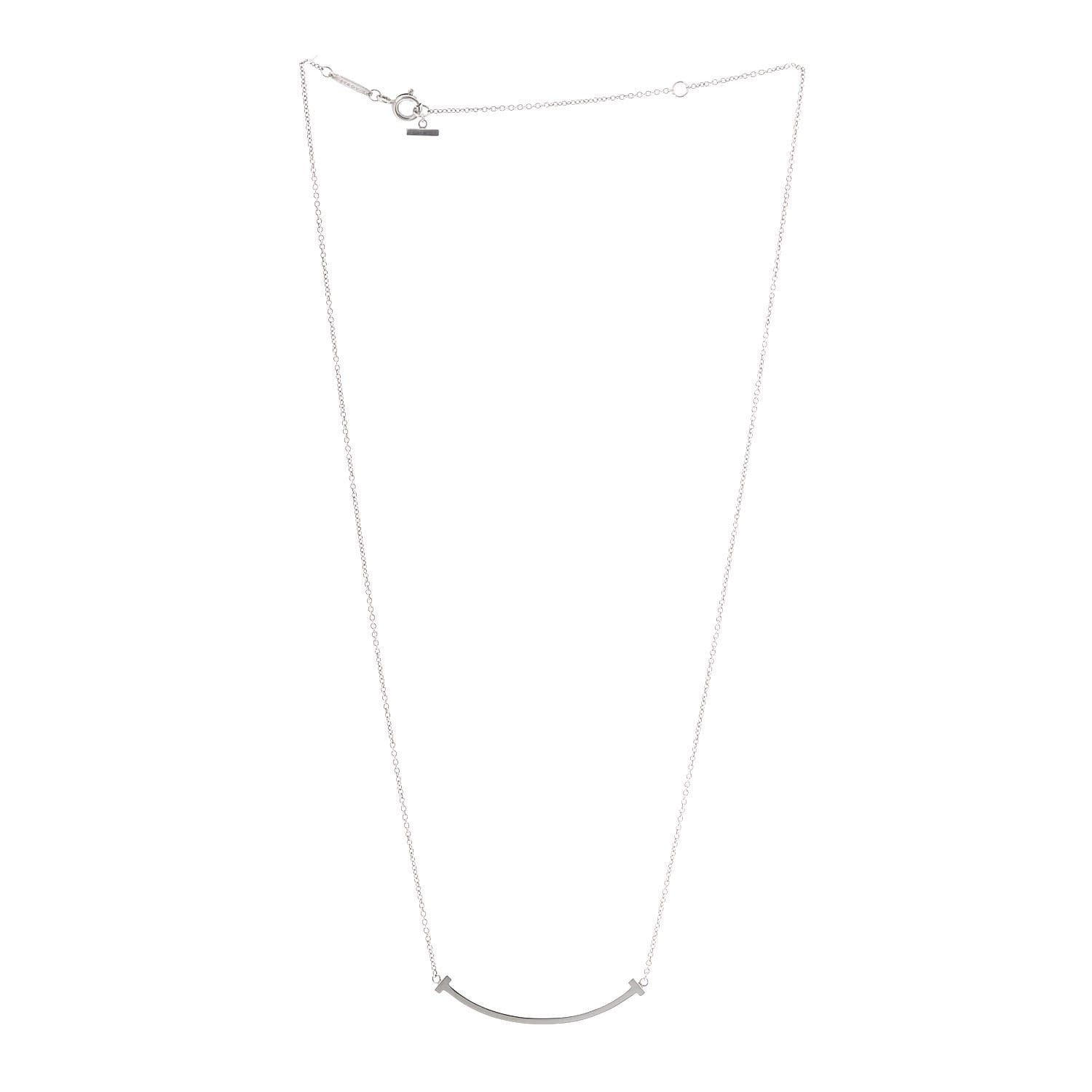 Tiffany Sterling Silver Small T Smile Pendant Necklace 3 of 5