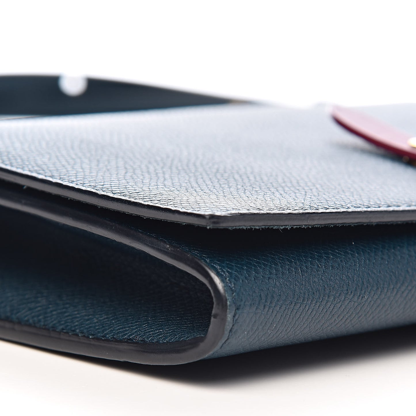 Grained Calfskin Clutch On Strap Bag Steel Blue