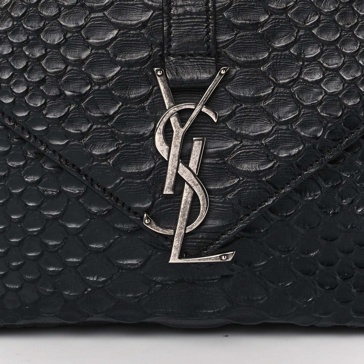 Calfskin Python Embossed Monogram Medium College Bag Black