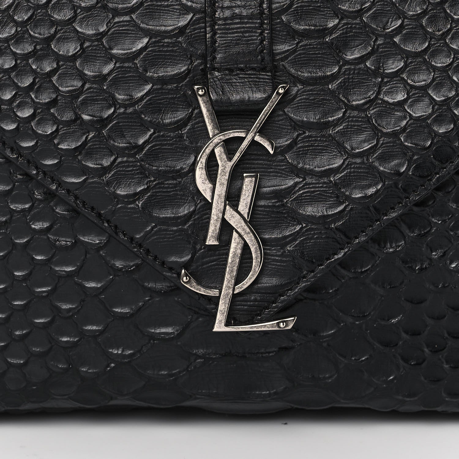 Saint Laurent Calfskin Python Embossed Monogram Medium College Bag Black 9 of 9