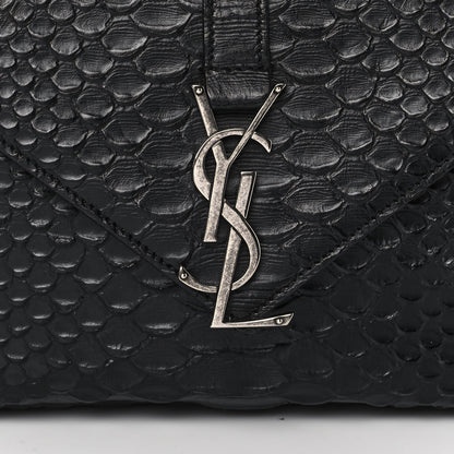 Saint Laurent Calfskin Python Embossed Monogram Medium College Bag Black 9 of 9