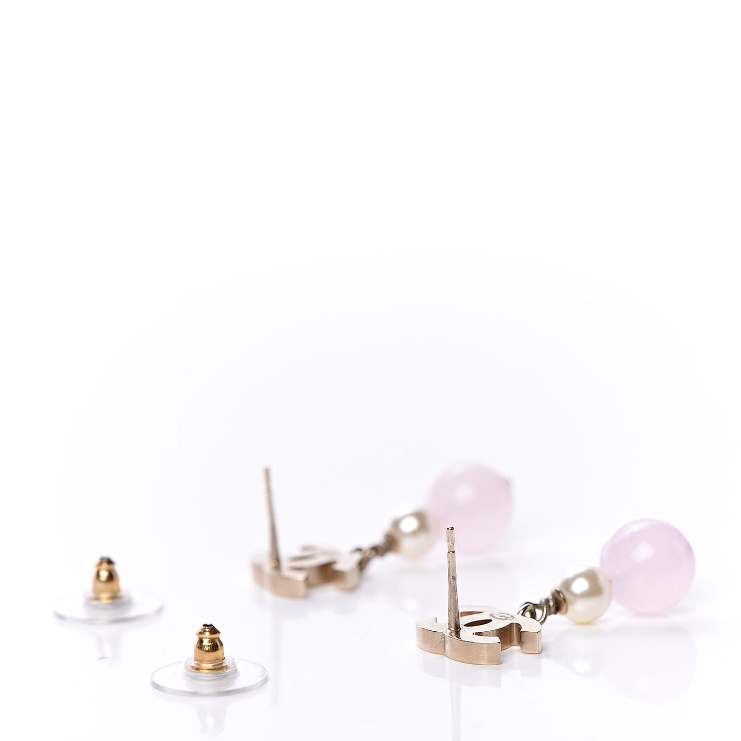 Bead CC Drop Earrings Light Gold
