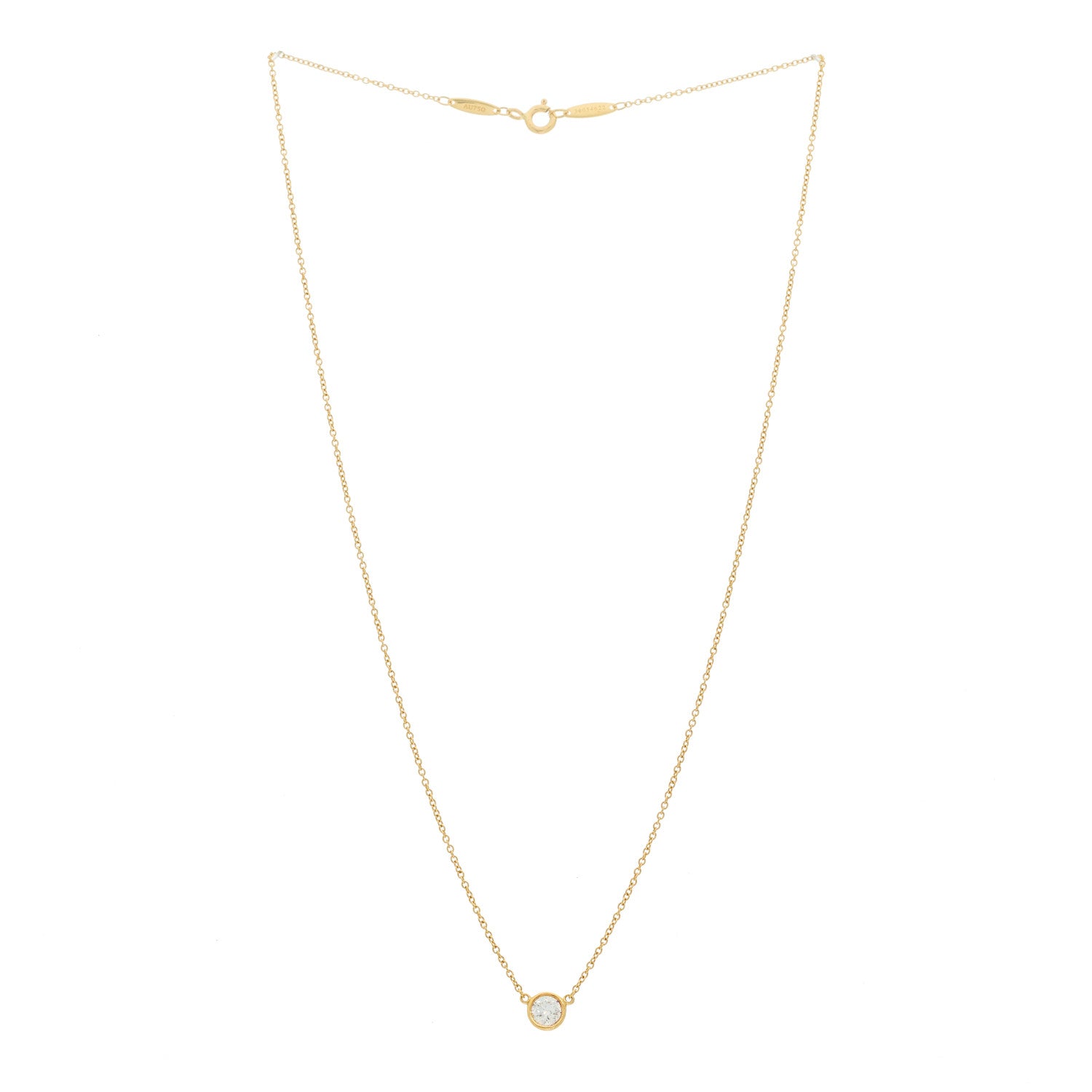 Tiffany 18K Yellow Gold Diamond .33ct Elsa Peretti Diamonds by the Yard Pendant Necklace 3 of 6