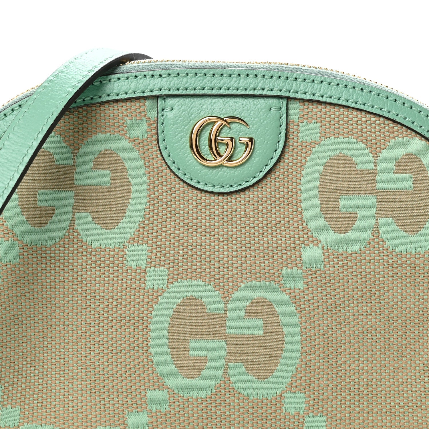 Gucci Monogram Jumbo GG Textured Dollar Calfskin Small Ophidia Dome Shoulder Bag Beige Pepperlight Mint 8 of 10
