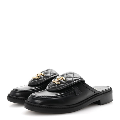 Chanel Lambskin Quilted CC Turnlock Mules 36 Black 4 of 10